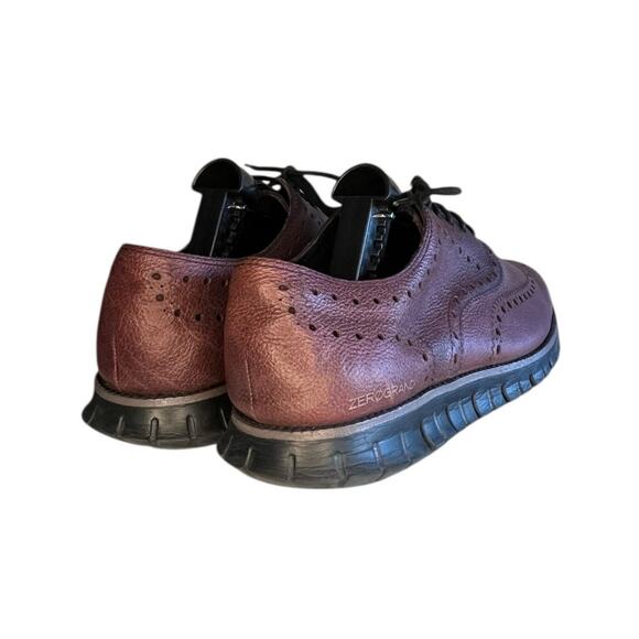Mens Cole Haan ZERØGRAND Wingtip Oxford Pebbled Leather Size 12 Brown Black - Picture 4 of 6